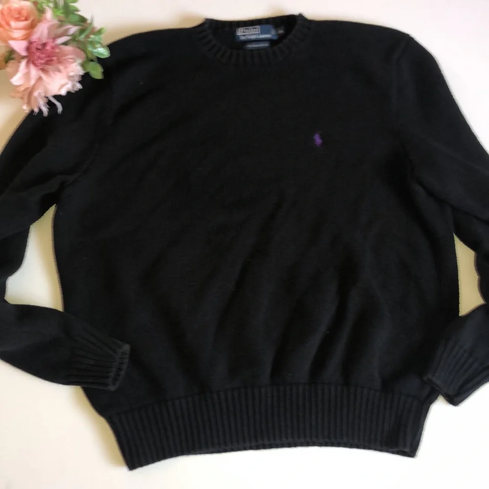 Polo Ralph Lauren Black Crewneck Sweater XL Ralph Lauren Cotton Basic Sweater